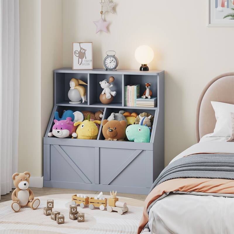 Kids Bookshelf and Toy Storage for Playroom, Bedroom