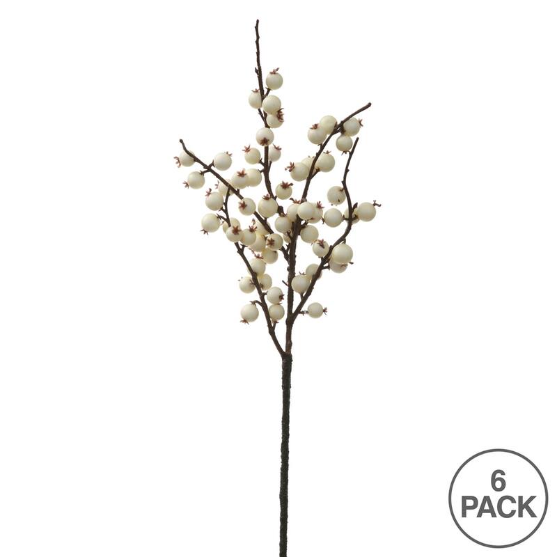 Vickerman 16" White Fall Wild Berry Artificial Christmas Pick, 6/Bag, Weather Resistant