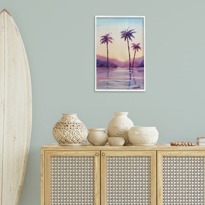 Stupell Purple Hued Palm Trees Framed Giclee Art Design By Stephanie Fielden