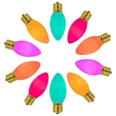25 Pack C9 LED RetroGlo Outdoor Christmas Replacement Bulbs, C9/E17 Base