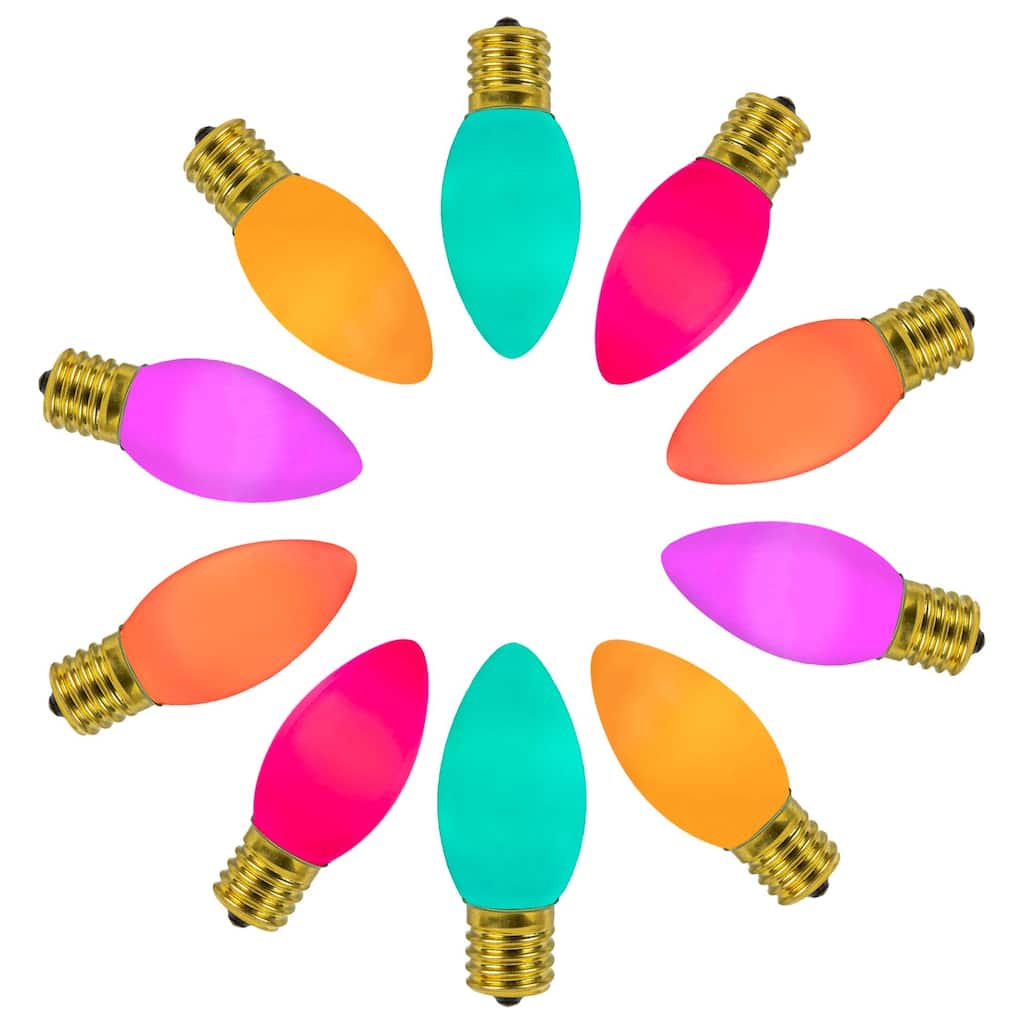 25 Pack C9 LED RetroGlo Outdoor Christmas Replacement Bulbs, C9/E17 Base