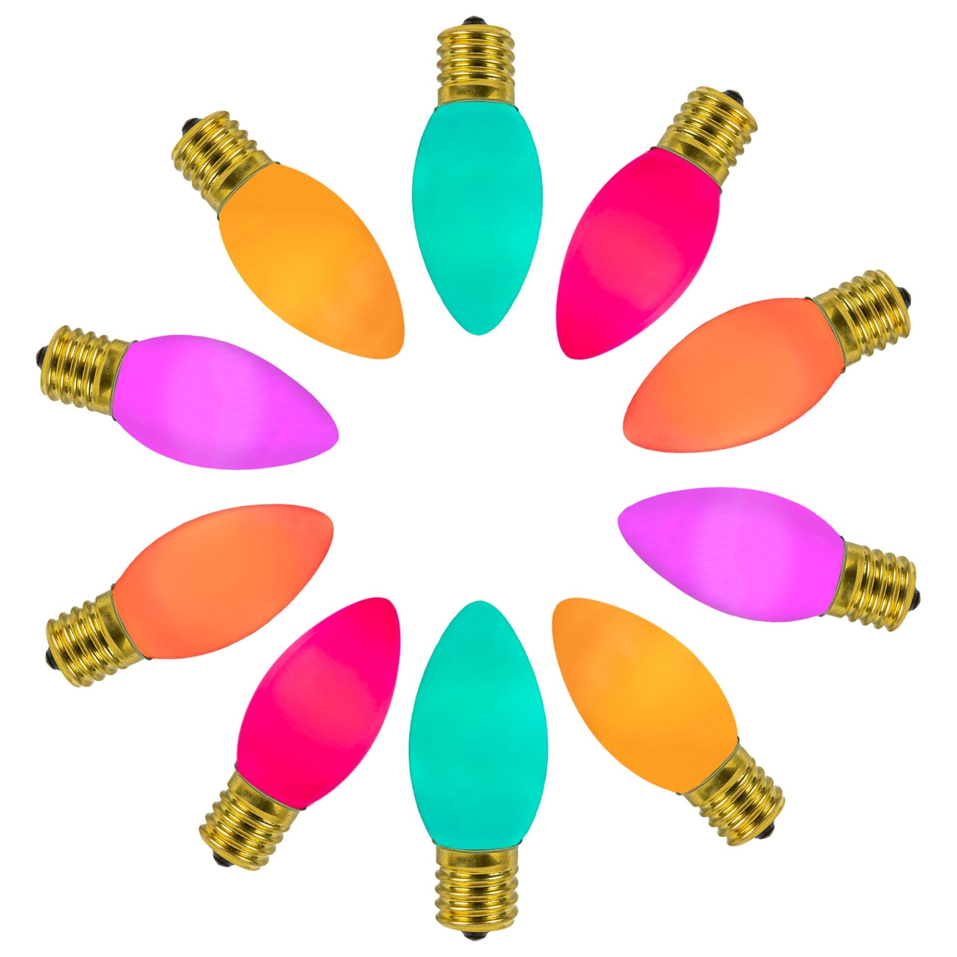 25 Pack C9 LED RetroGlo Outdoor Christmas Replacement Bulbs, C9/E17 Base
