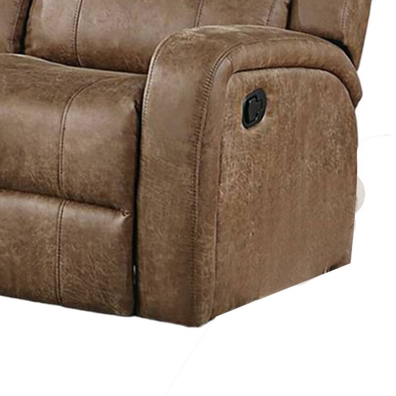 Charles Manual Recliner Loveseat, Chestnut Brown Faux Leather, 55 Inch