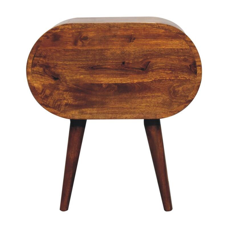 HomeRoots 24" Chestnut Solid Wood Oval Two Drawer Nightstand