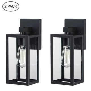 2-pack 13" H 1-Light Black Outdoor wall Lantern(Dusk to Dawn could be chosen)
