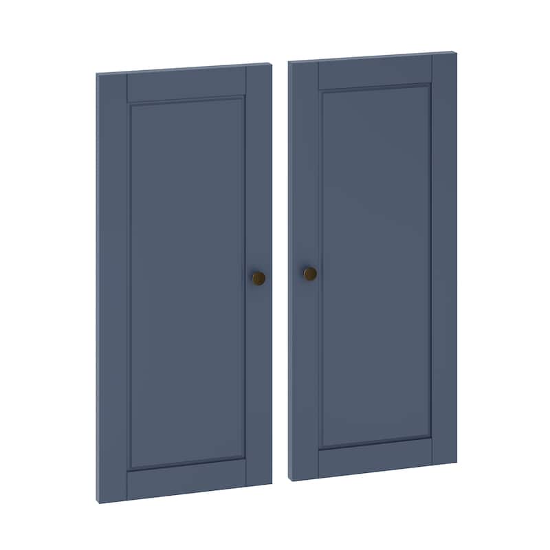 Palace Imports 100% Solid Wood Modular Kitchen Pantry Double Door Kit - Set of 2 - Antique Blue-Solid