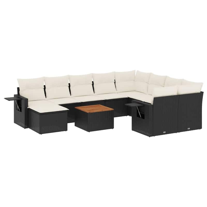 vidaXL Garden Sofa Set 11 Piece with Cushions Outdoor Sofa Set Poly Rattan