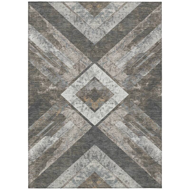HomeRoots Geometric Transitional Rectangle Outdoor Rug