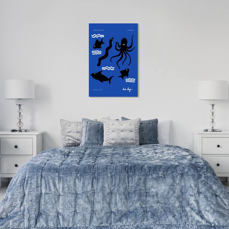 Wynwood Studio Canvas Animals Waterbearers Blue and Nautical & Coastal Wall Art Canvas Print - 24 x 36