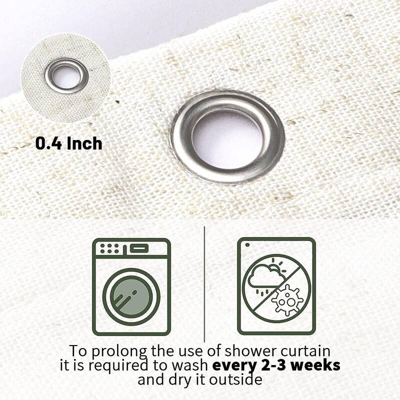 Linen Shower Curtain Boho Farmhouse Shower Curtains for Bathroom