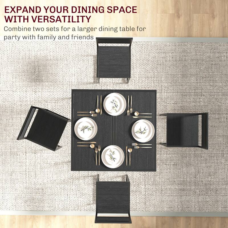 HOMCOM Industrial 3-Piece Dining Table and 2 Chair Set for Small Space in the Dining Room or Kitchen - 35.5" L x 18.5" W x 30" H