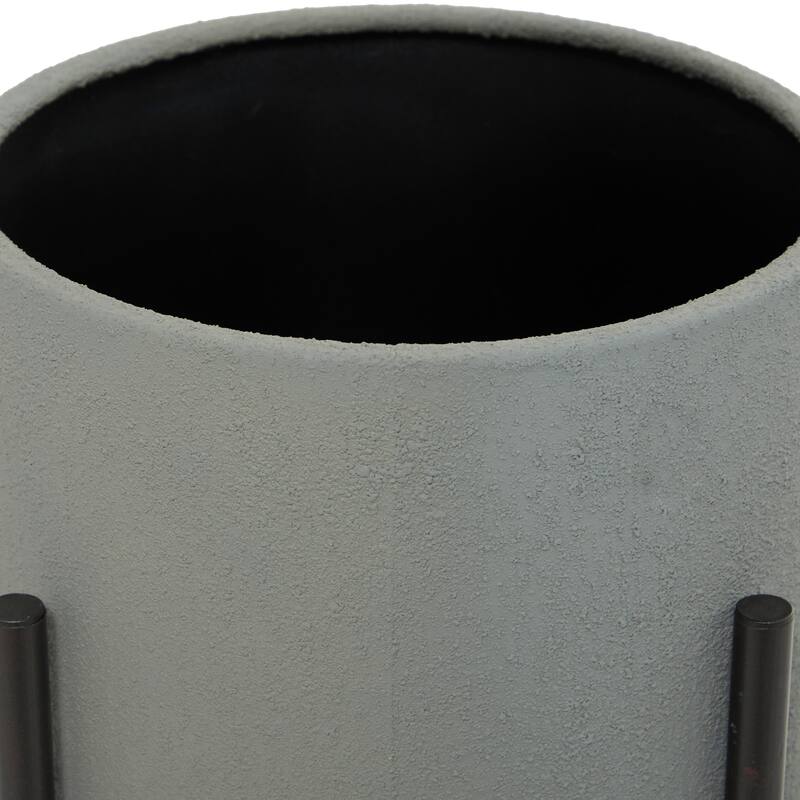 Light Grey or Dark Grey Iron Cylinder Modern Planter Set (Set of 2) - S/2 19", 23"H