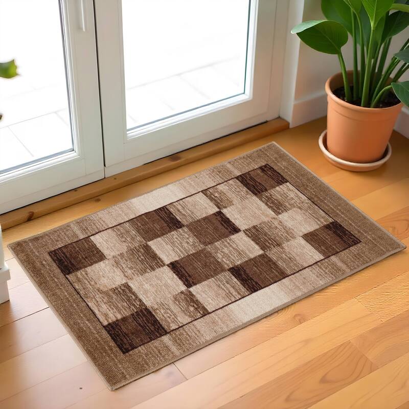 Superior Lockwood Color Block Non-Slip Washable Indoor Runner or Area Rug