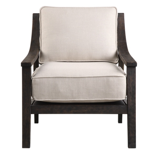 slide 2 of 6, Uttermost Lyle 27 1/4 Inch Wide Wood Frame Accent Chair with Fabric Neutral / Walnut