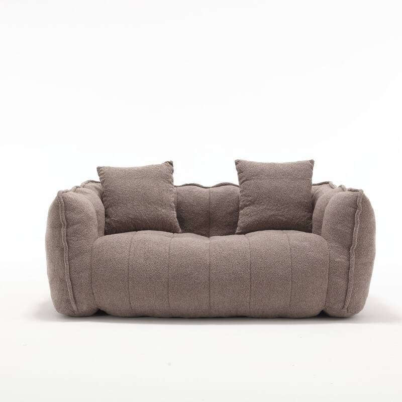 Soft Bean Bag Chair for Adults, Cozy Lazy Bean Bag Sofa, 2 Seat with Armrests for Home