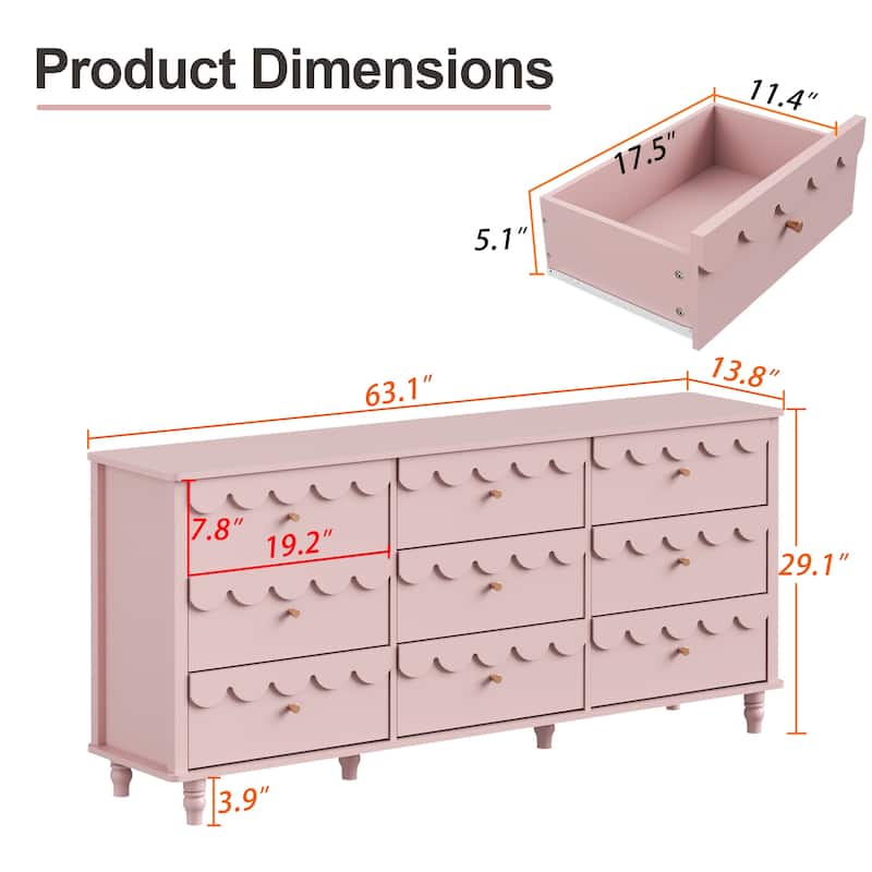 9 Drawers Chest Of Dresser Storage Tower Cabinet Bedroom Organizer