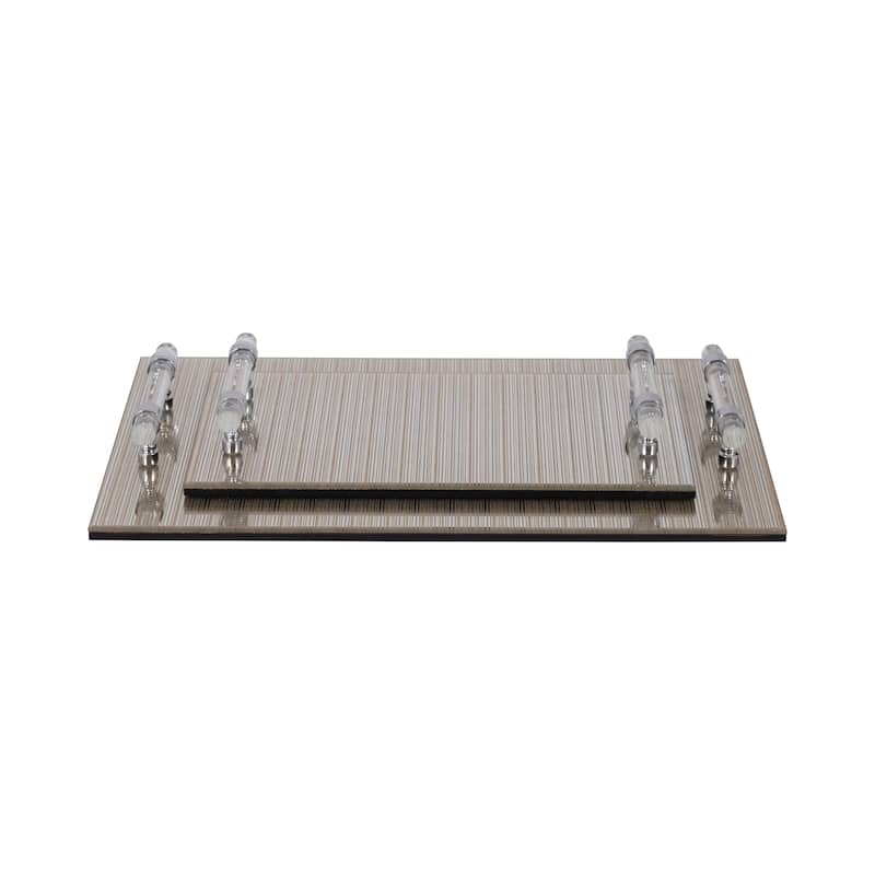 Decorative Trays with Acrylic Handles Metallic Finish (Set of 2)