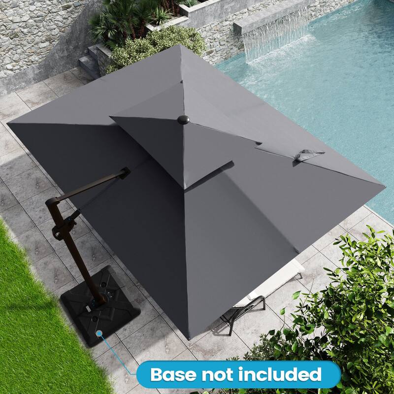 11 x 9 ft Outdoor Rectangular Patio Offset Cantilever Umbrella with 360-degree Rotation and 6 Shade Angles