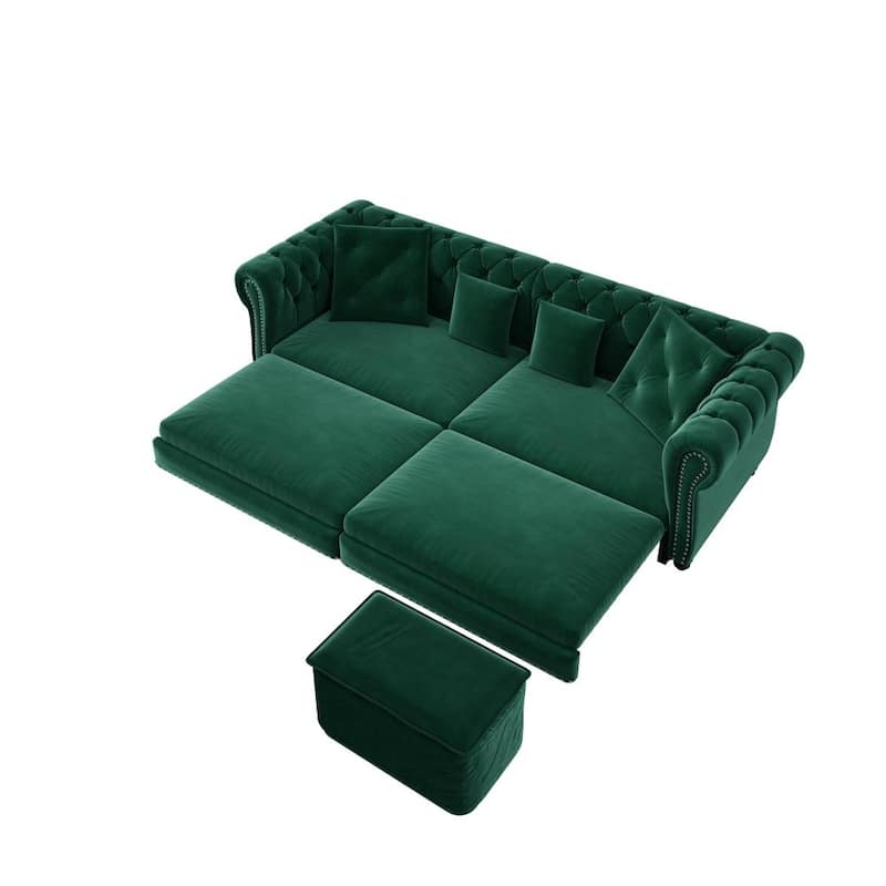 3-in-1 Pull-Out Convertible Sleeper Sofa Bed with Movable Ottoman