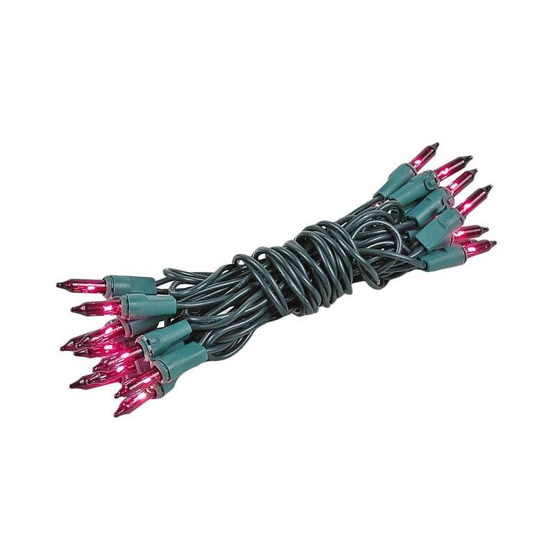 20 Light Christmas Craft Mini Light Set, Non-Connectable, Green Wire, 8' - Purple