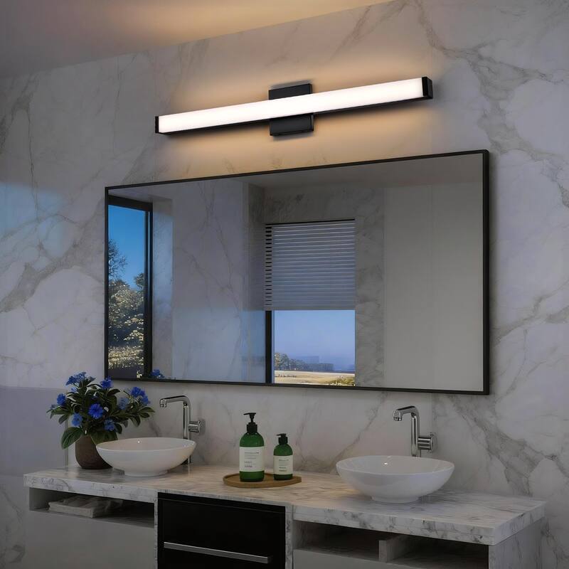 Modern Integrated LED Vanity Light Bar - 6 Variants (24in/30in, Matte Black/Brushed Nickel/Gold), 3000K, Damp Rated for Bathroom