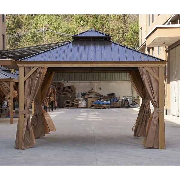 12*12FT Outdoor Hardtop Gazebo Canopy, Portable Tent with