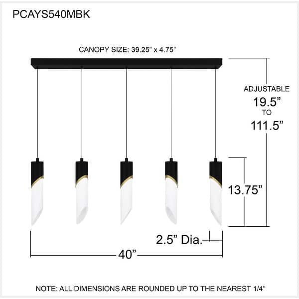 Alys 2-Light Integrated LED Matte Black Linear Chandelier