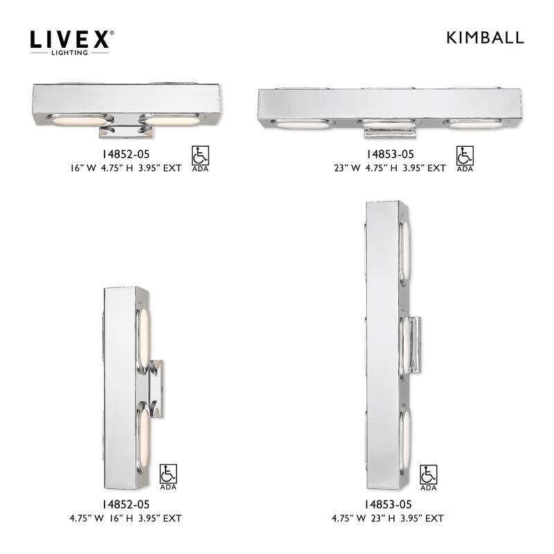 Livex Lighting 2-Light 8W LED ADA Bath Vanity, 14852-91, 14852-05
