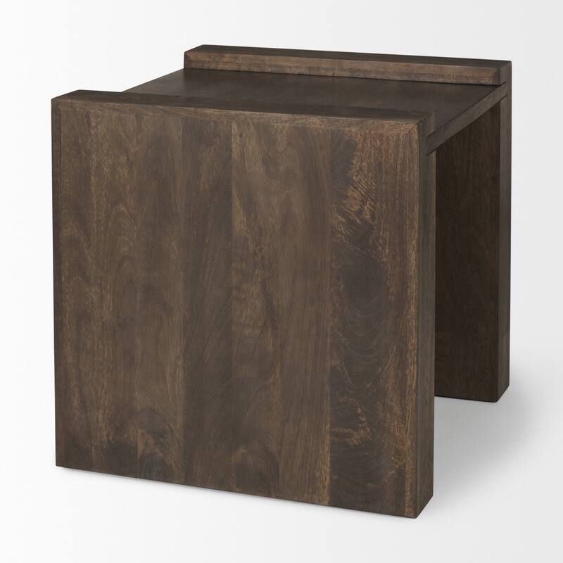 HomeRoots 22" Espresso and Brown Solid Wood and Wood Tray Table - 22.00 in. x 22.25 in. x 23.00 in.