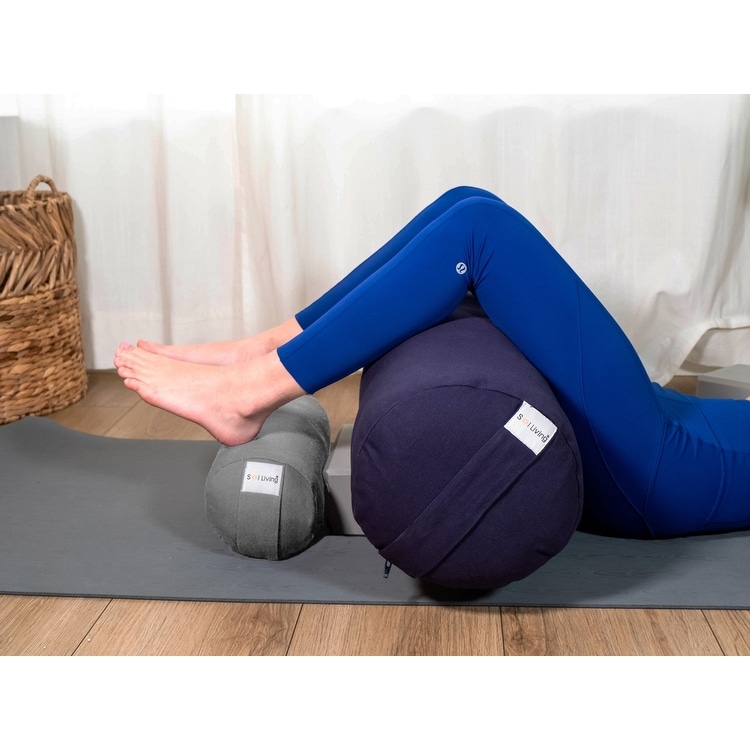 Sol Living Cylindrical Yoga Bolster Mini Meditation Cushion Cotton 14 x 6 x 6
