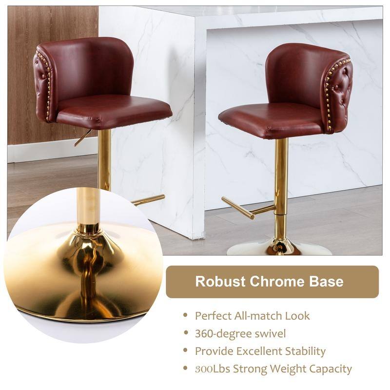 Modern Upholstered Swivel Adjusatble Height Barstools Set of 4