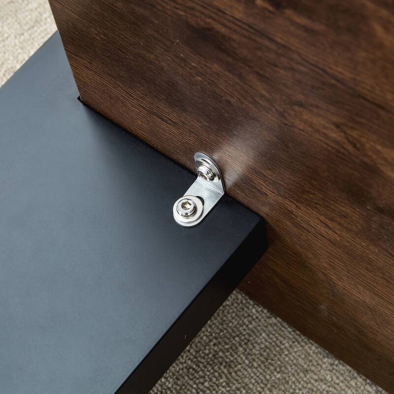 31.5" MDF Modern Coffee Table with Dark Wood Grain and Minimalist Design