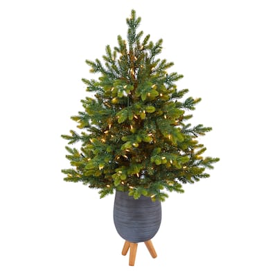 3.5' Artificial Christmas Tree with 150 Lights in Planter with Stand
