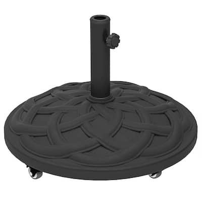 Outdoor Umbrella Base Resin Concrete and Steel Patio Parasol Stand Secure - 21.5" x 15.9" H