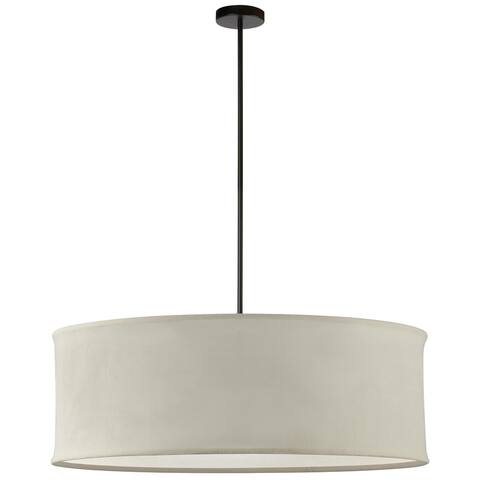 4 Light Incandescent Pendant, Matte Black with Beige Shade