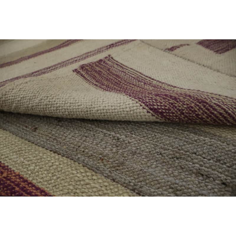 Hand Woven Oriental 100% Wool Carpet Southwestern Tribal Greys & Charcoal Kilim Area Rug - 12' 5'' X 9' 4''