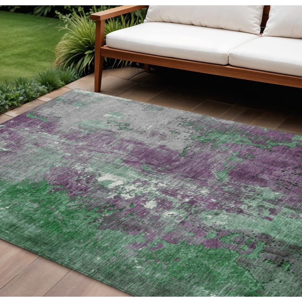 HomeRoots Abstract Transitional Rectangle Outdoor Rug