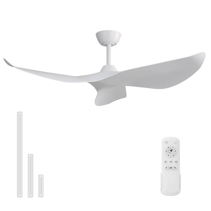 38'' Downrod Ceiling Fan No Light with Remote Reversible DC 6 Speeds Timer Fan