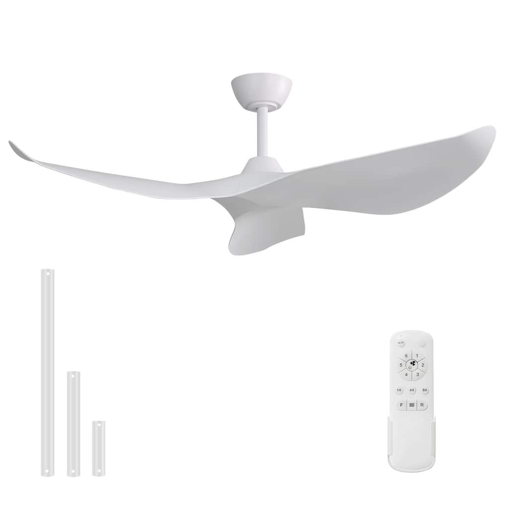 38'' Downrod Ceiling Fan No Light with Remote Reversible DC 6 Speeds Timer Fan