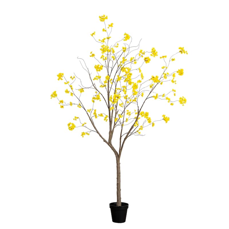 Bellflower Artificial Potted Tree - 8' - Yellow