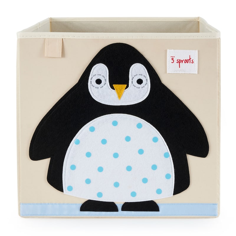 3 Sprouts Kids Felt Dragon Storage Cube Bin with Penguin Fabric Storage Cube Bin - 1.76