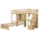 preview thumbnail 16 of 32, Twin over Twin Loft Bed L-Shaped Bunk Bed with Desk and Storage Shelf, Storage Stairs, Double Door Storage Headboard