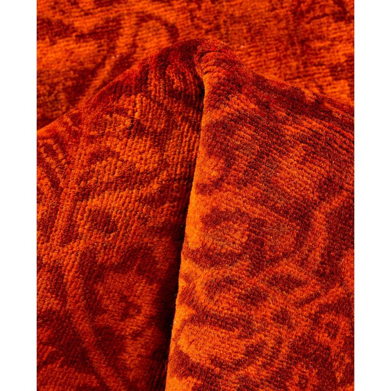 Overdyed One-of-a-Kind Hand-Knotted Area Rug - Orange - 5' 0" x 5' 0"