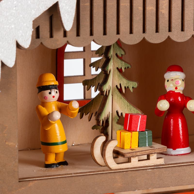 Enchanting 15.75 Inch Lighted Laser Cut Wood Holiday Advent Calendar