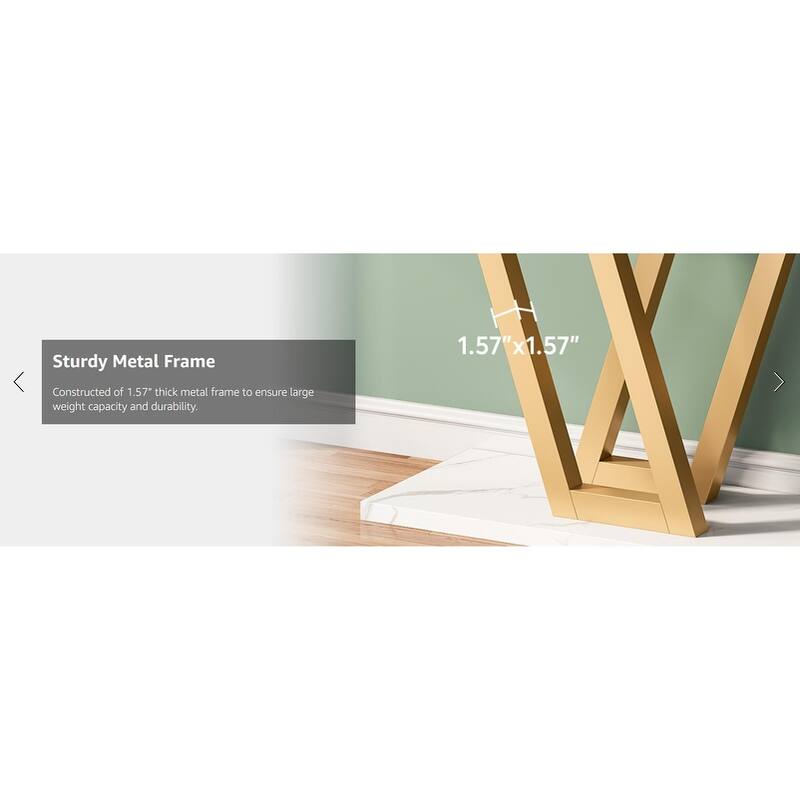 43" Modern Gold Console Table White & Gold