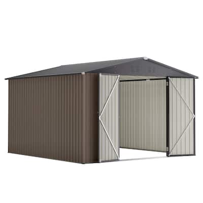 10"x 10"Metal Storage Shed for Ourdoor, Steel Yard Shed with Design of Lockable Doors, Utility and Tool Storage
