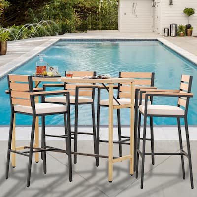 Moasis 3/5-Piece Outdoor Wicker Patio Bar Height Bistro Furniture Set