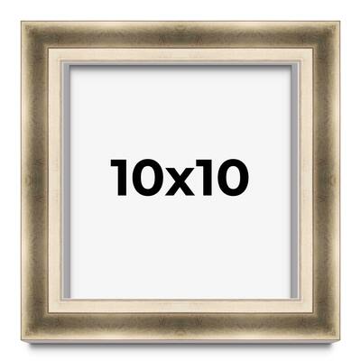 10x10 Shadow Box Frame Silver | 1.75 inches Deep Real Wood Traditional