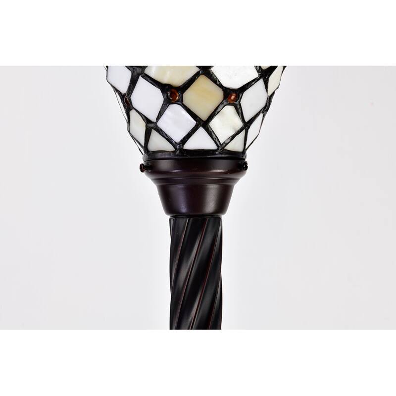Tiffany-style Green Leaf Torchiere Lamp