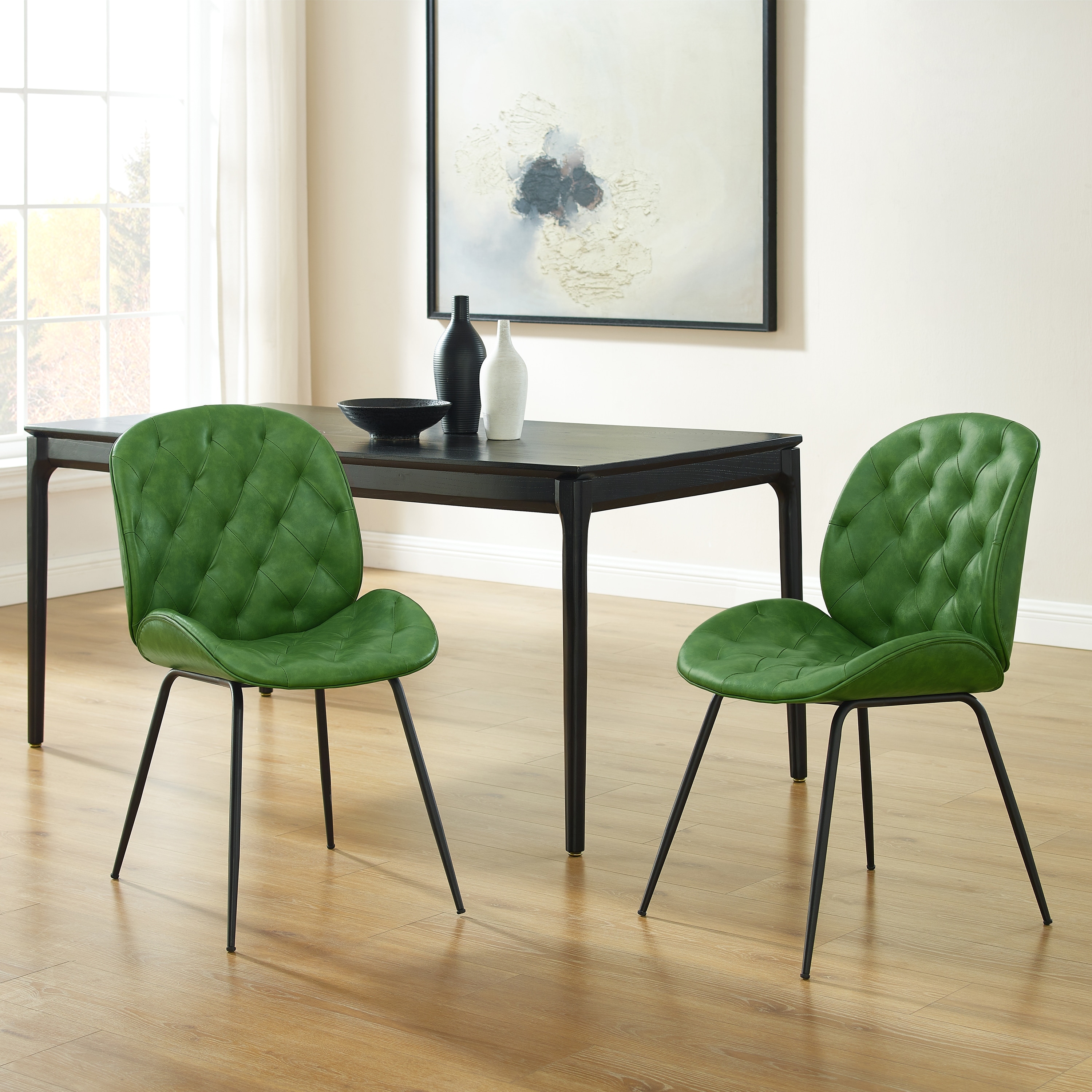 Art Leon Mid-Century Tufted Style Dining Chair in Beetle Shape Design